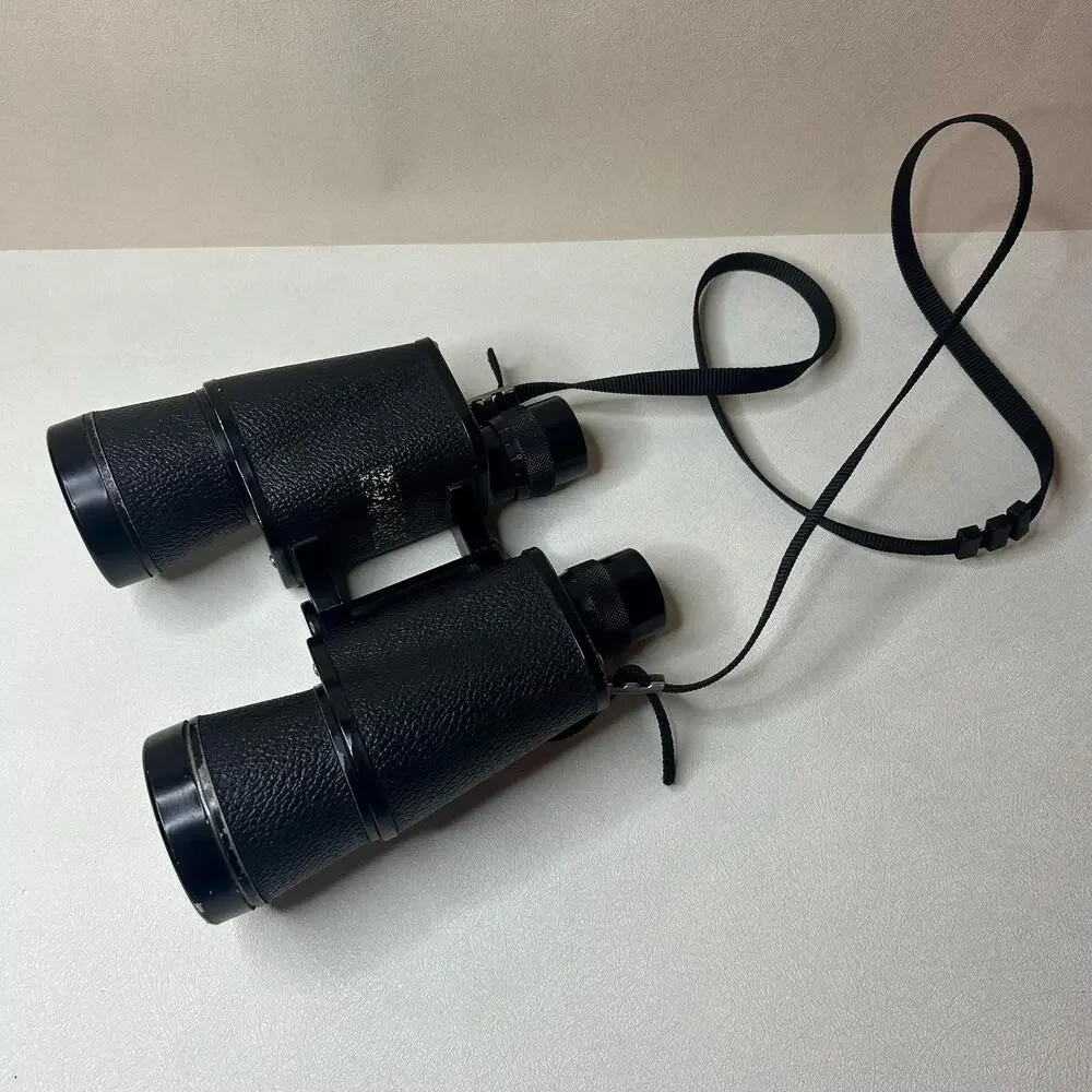 Vintage Tasco 7x35 Binoculars with Hard Bell and Howell Leather Case